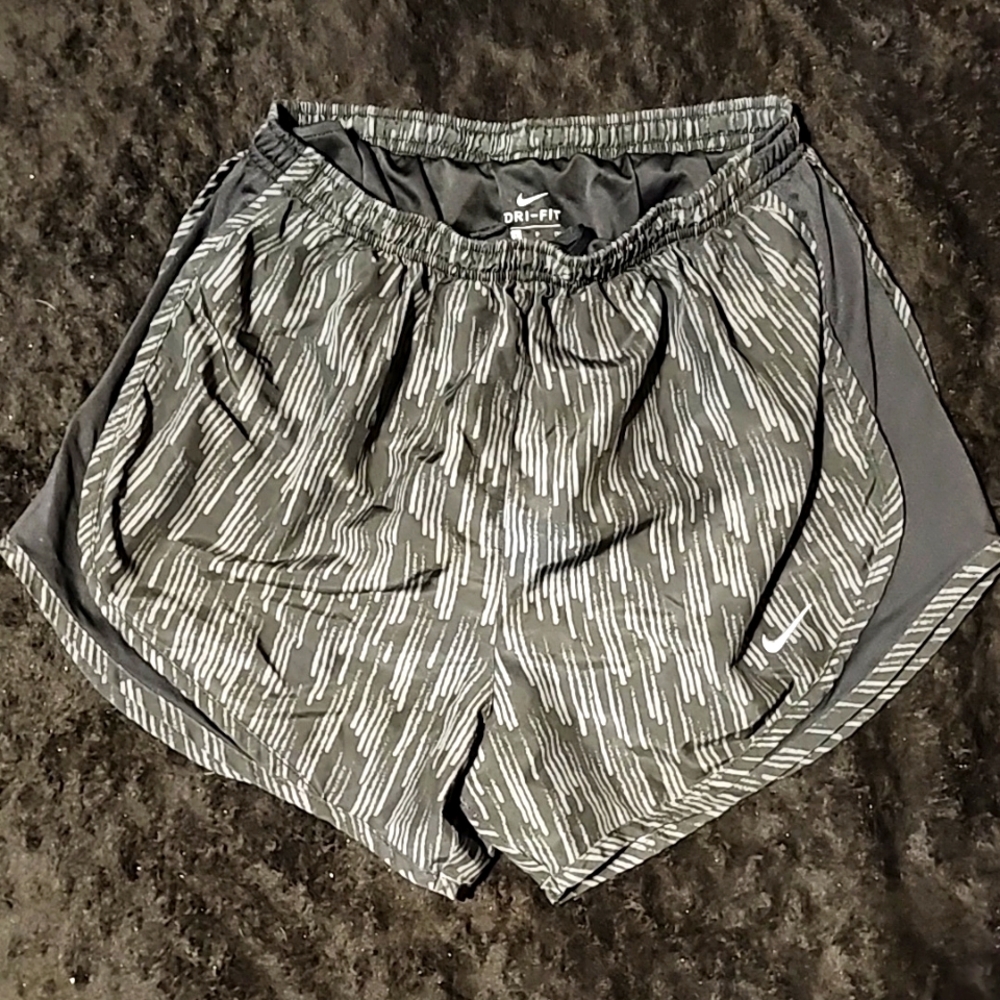 Women's size small Nike Dri-Fit lined jogging/workout shorts black and gray